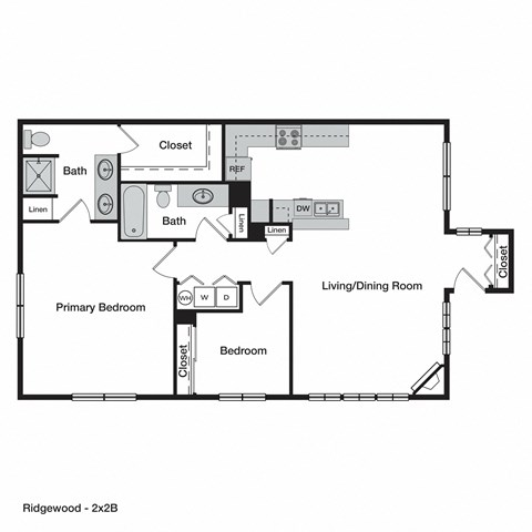 Ridgewood Two Bedroom B Floor Plan